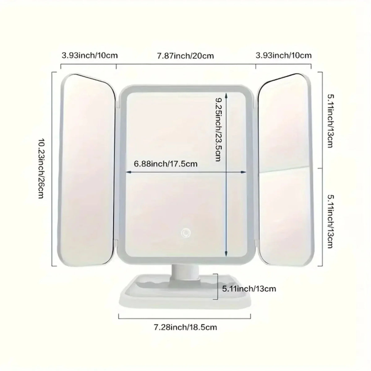 Miroir sur Pied avec Éclairage LED et Triple Vue